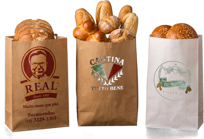 Sacos de papel para pão personalizados com marcas de clientes